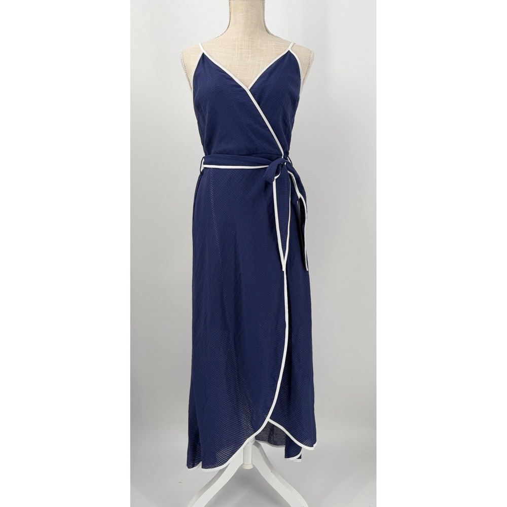 Moon River Navy Blue Womens Wrap Style Dress Sz Small‎ Coastal Resort Cruise
